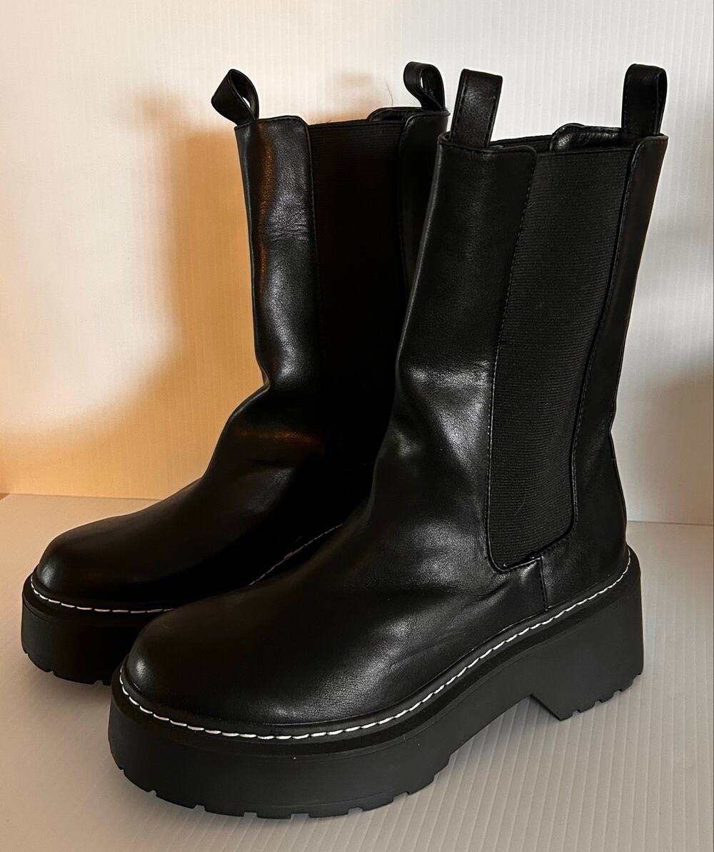 River Island Valley Chunky Chelsea Boots Black UK 5 EU 38 US 7 Lug Sole
